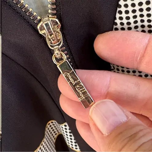 Joseph Ribkoff EUC Zip Front Polka Dot /
Geometric Print Jacket Top Size 10