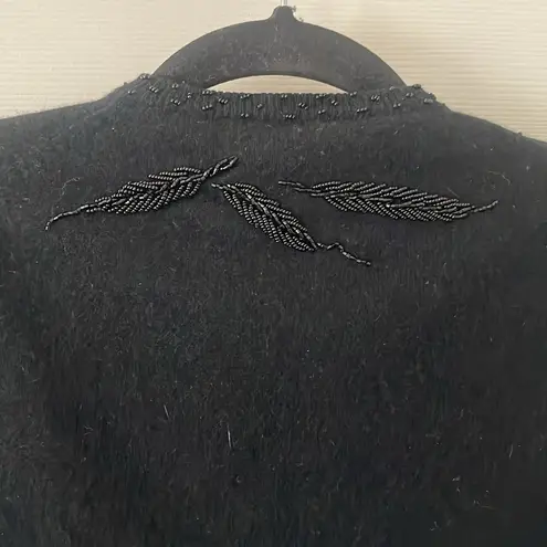 Vintage 1960’s beaded Lambs Wool Sweater size Small Black