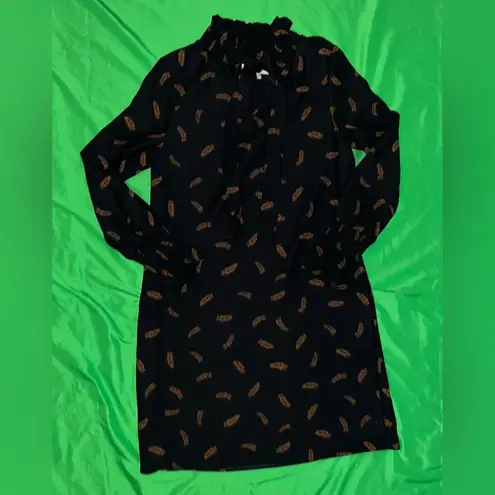 Hobbs London Elegant Black Mini Dress with Brown Accents size 4