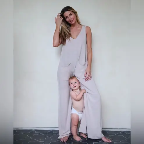 BUMPSUIT The Oversized Linen/Viscose Jumpsuit Sleeveless Beige Sz Small