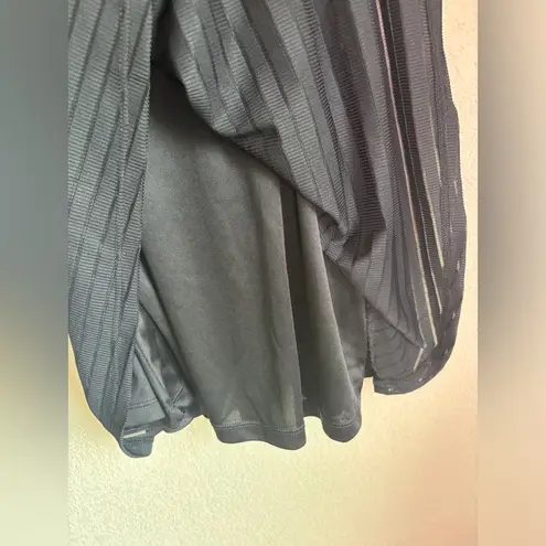 Topshop  Black Sheer Striped Keyhole Back Fit & Flare Skater Tank Dress 6