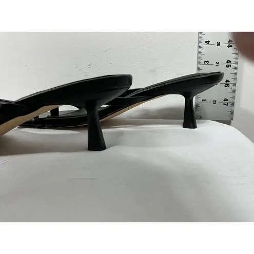 Womans NWOT Strappy Slipon Sandals 8.5 Black Kitten Heel Square Toe