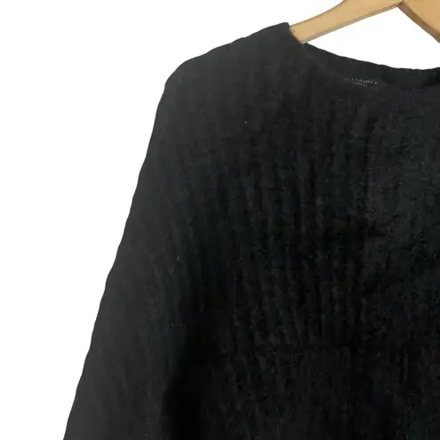 All Saints Selena Black Alpaca Wool Blend Asymmetric Crewneck Sweater Size S