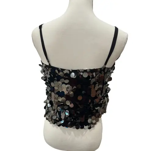 Skies Are Blue Black Silver Sequin Tank Top Size XS NEW New with tags