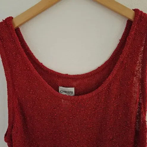 Chico's  Women's size 3 / Lg Red French Crew Tank Sleeveless Blouse |  Bay Shirt