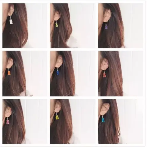 🆕Green Candy Gummy Bear Dangle Earrings Green