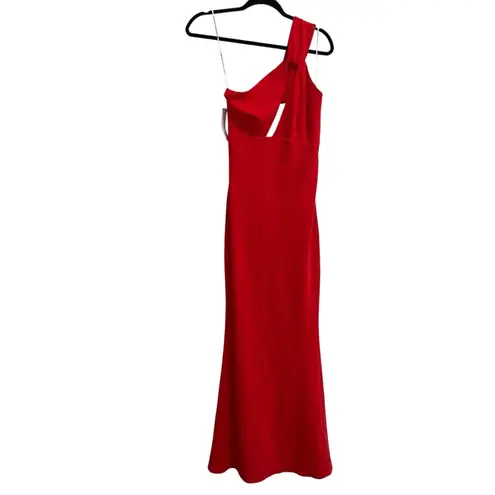 Katie May NEW NWT X REVOLVE Edgy One Shoulder Maxi Gown In Cherry Red