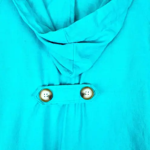 For Cynthia Linen Hooded Jacket Size Small Blue High Low Lagenlook