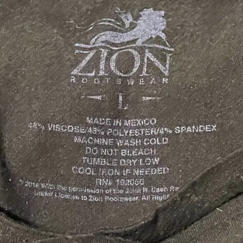 Zion Sleeveless Johnny Cash Tshirt Black With White Letters Size Large