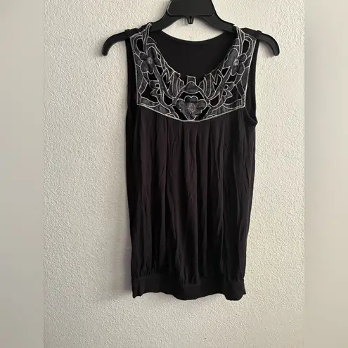 Embellished Embroidered Y2K Black Sleeveless Top Size undefined