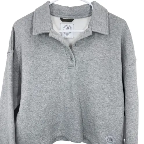MPG Sport Grey Collared Pullover Sweatshirt Cropped Boxy Athleisure Size Medium - Image 2