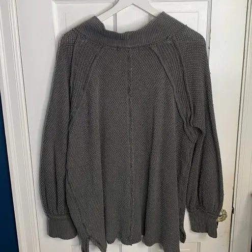 We The Free  Women's She’s a Keeper Gray Weave Long Sleeve Sweater Top W-154 Sz S