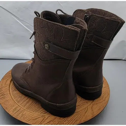 Jambu Encore Hemlock Brown Vegan Leather Felt Floral Embroidered Winter Boots 9