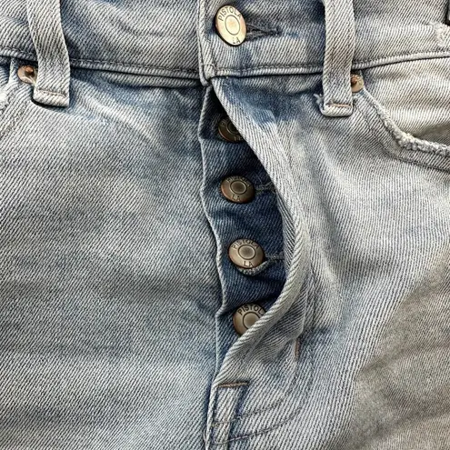 Pistola Charlie High Rise Classic Straight Ankle Jeans Distressed Button Blue 25
