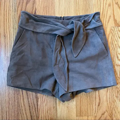 Intermix brown goat suede tie-waist shorts size small