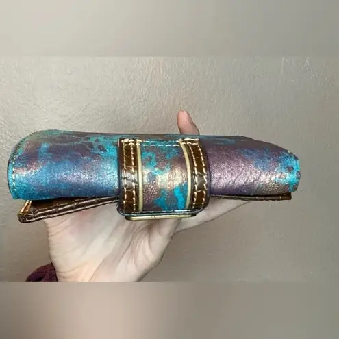 NWOT Sharif Metallic Blue and Purple Leather Tri