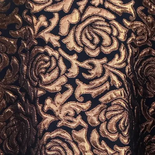 Bettie Page by Tatyana Gold Metallic Rose Print Skirt XL Pinup