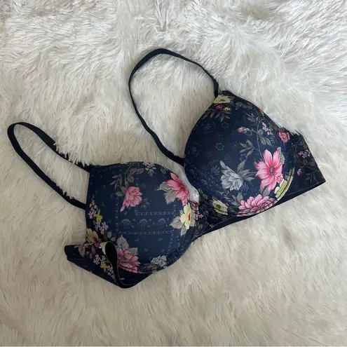 Ymi Navy Floral and Pink Bra Set (2) Size 38B