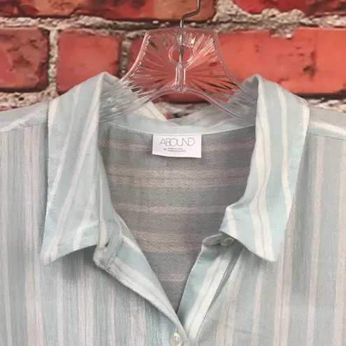 Abound Blue and White Striped  Front Tie Button-Up Blouse