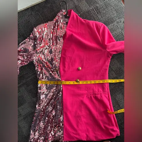 CHICME Sequin & Solid Blazer Fuchsia Pink Women’s XL (Runs L)
