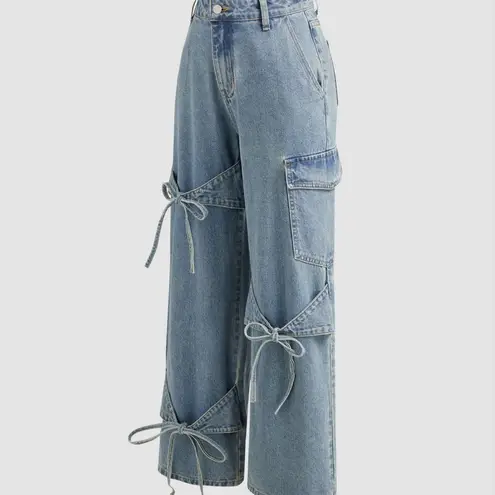 Cider Women's Blue Jeans with Bow Details