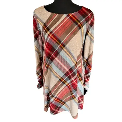 R&K Red Plaid Dress w/ Detachable Cowl Neck Women’s PM NWT Size M