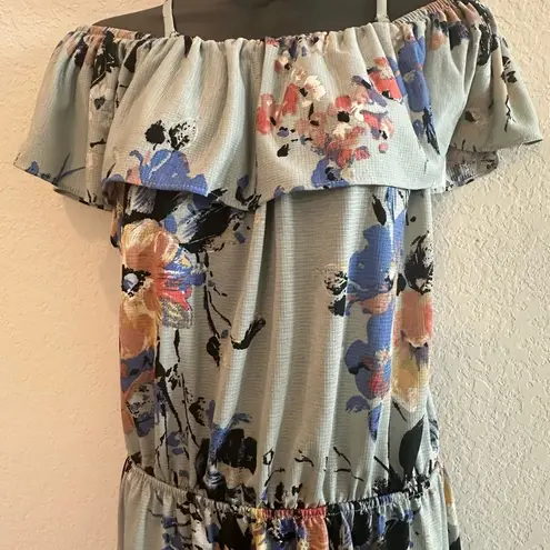 Lildy Womens Dress Size L XL Off Shoulder High Low Hem Floral Ruffle. Size L