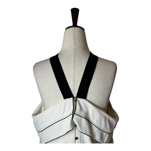 Proenza Schouler Shirt Women 6 Ivory Black Off The Shoulder Tie Neck Long Sleeve