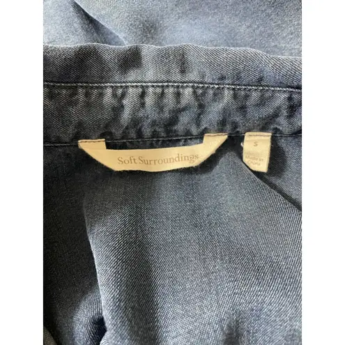 Soft Surroundings HUTTON Tencel Popover Denim Chambray Button Back Small