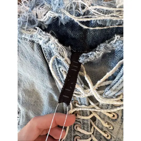Unravel Project Lace Up Denim Shorts Blue Size 2