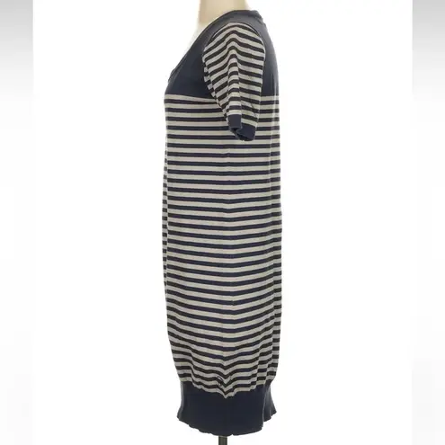 Vintage The Original Ben Sherman Navy Grey Stripe Sweater Dress Size Small S Blue