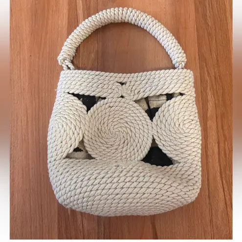 ZARA woven raffia bucket bag with top handle