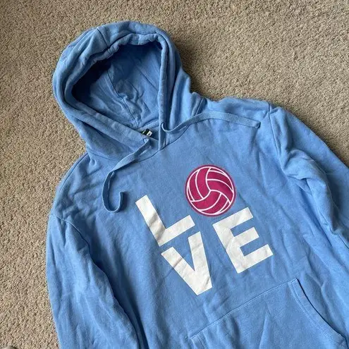 Blue Hoodie with Love Volleyball Design Size M