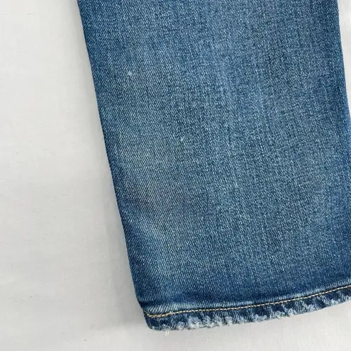 Moussy Vintage Lancaster Skinny Blue Jeans Distressed Splattered Embroidered 29