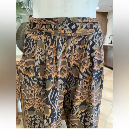 Elevenses Anthropologie  Brown Printed Pull-on Pants Size 2