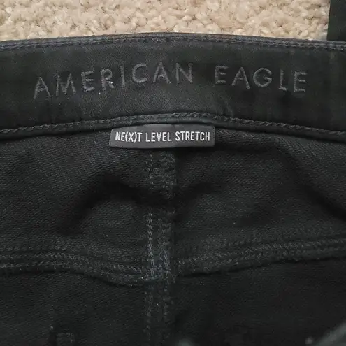 American Eagle  AEO Next Level Stretch Black Distressed Super Hi-Rise Jeggings 6