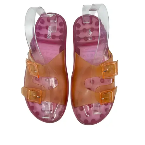 Melissa Wide Slide Sandals Buckle Flat Jelly Rubber Pink Orange Size US 8