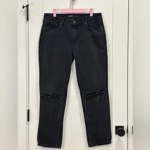 GRLFRND The Kate Jeans Black Size 30 Low Rise Distressed Slim Straight Y2K Chic