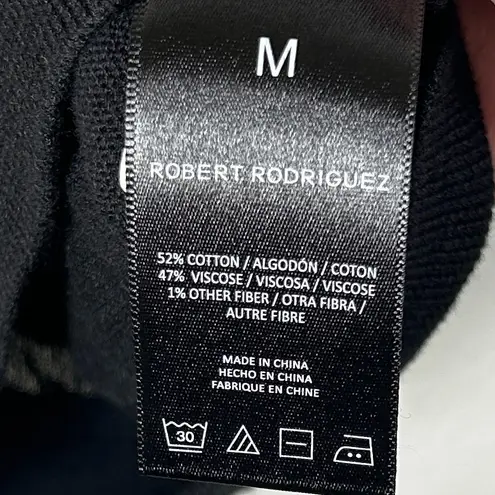 Robert Rodriguez "April" Black Knit Pullover Sweater Ruffled Trim Size M EUC