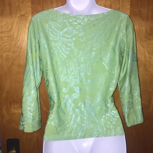 Hanky Panky Bright Green Leafy Ltd Boat Neck Shirt Size Small