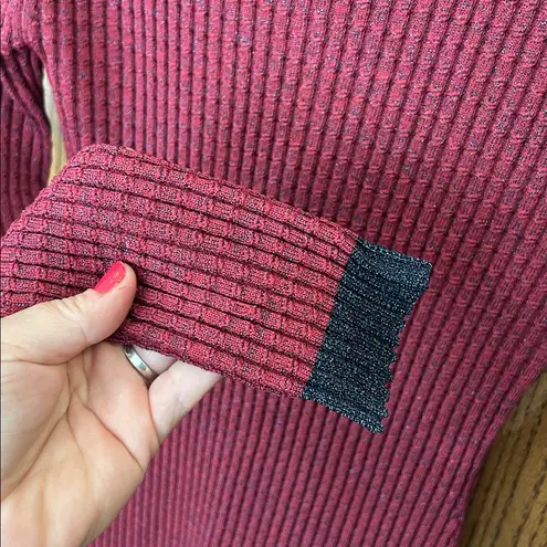 Marina Moscone x RTR Sweater Dress Burgundy Navy Blue Sparkle Long Sleeve Small Red