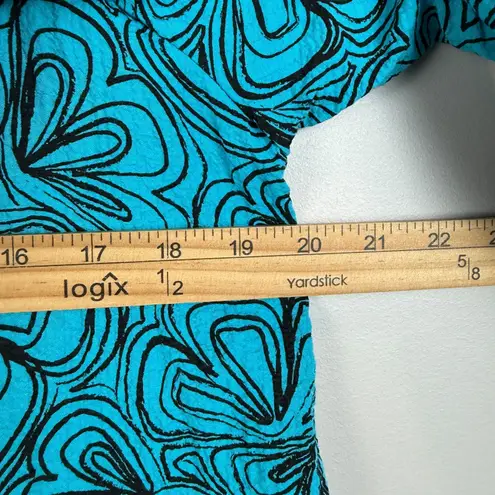 Ali Miles Top Womens S Blue Stretch Abstract Floral Cowl Neck Blouse Tunic Artsy