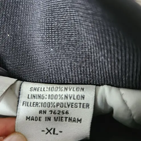 Vintage 90s Black Satin Bomber Jacket Moto Goldwing Graphic NAME Cardinal XL