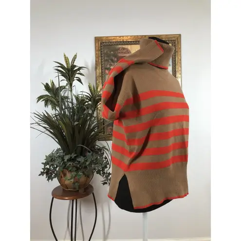 Tahari Women M Sweater Long Sleeve Pullover High Neck Knit Striped Academia Boho