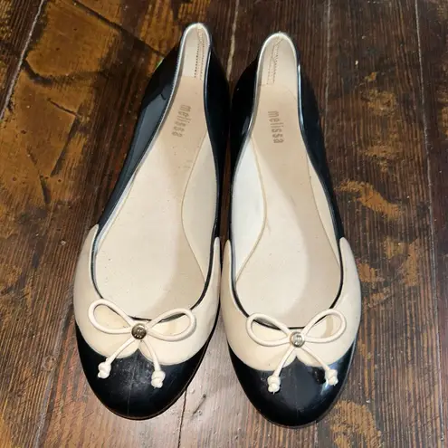 Melissa nude & black jelly rubber size 7 Divine ballet flats