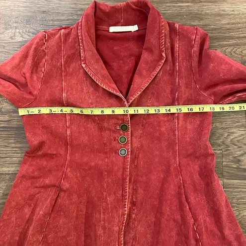 Testimony Los Angeles Reba French Terry Long 3 Button Jacket Plum Red Size XS