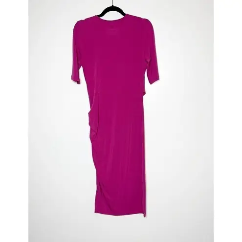 Betabrand Vintage Drape Jersey Midi Dress Short Sleeve Women's Pink Size M