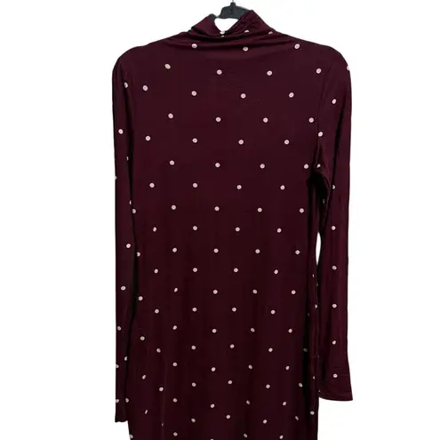 PIPHANY Womens XS NWT Burgundy Polka Dot Long Sleeve Turtleneck Dress Red