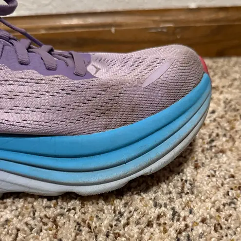 Hoka Women’s Bondi 8 Running Shoes Size 7B Turquoise Purple Cushioned Sneakers