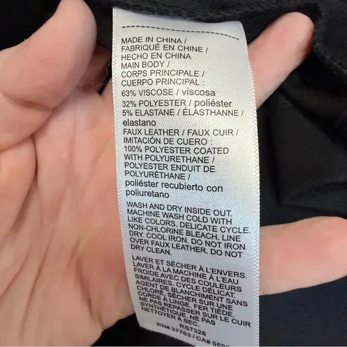 Rafaella Black vegan leather ponte draped open front jacket size 2XL